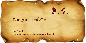 Manger Irén névjegykártya